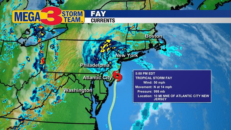 5 p.m. EDT Currents on Tropical Storm Fay from the National Hurricane Center